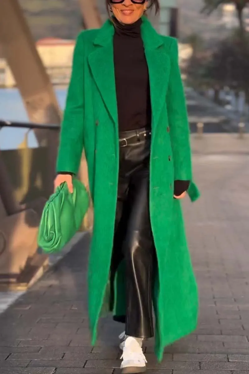 Women's fashionable double breasted long coat